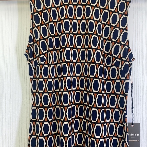 Forever 21  - NWT Burnt Orange and Blue Diamond Sleeveless  Dress Size Small - Picture 3 of 14